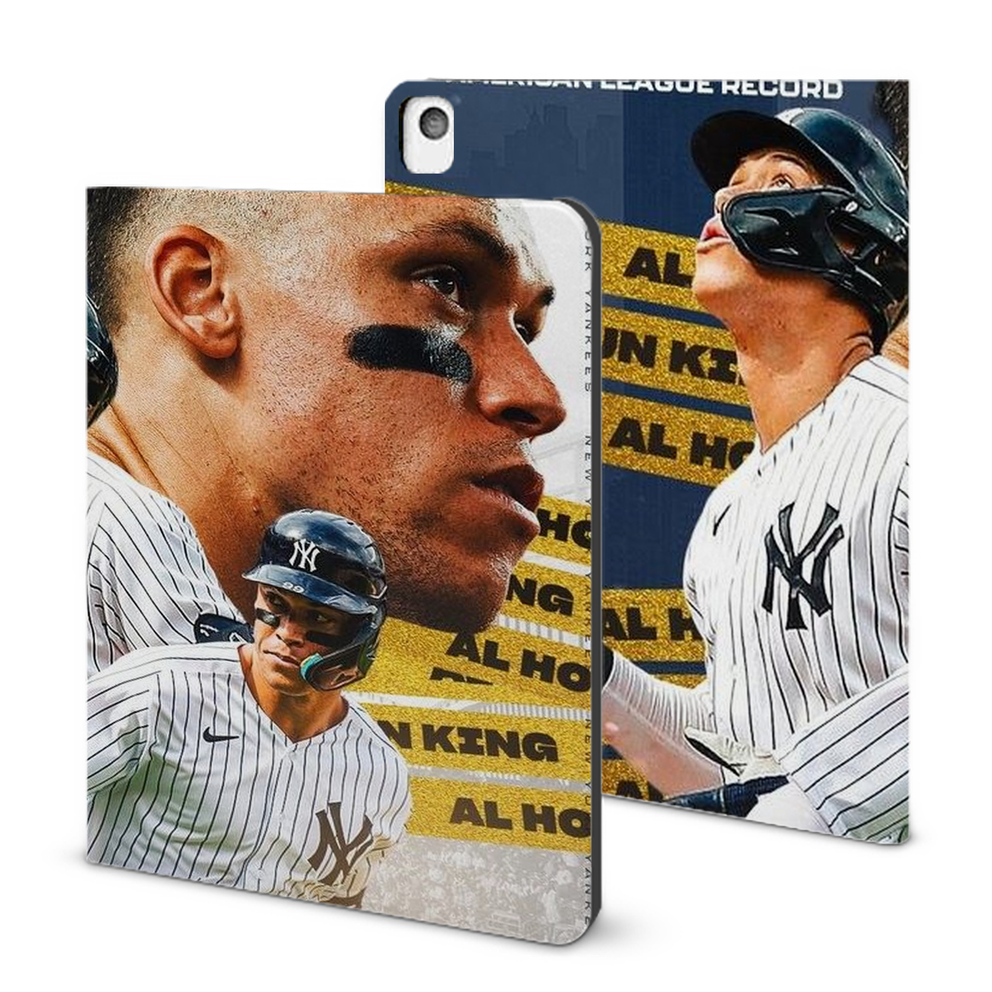 Aaron Judge  62 Home Runs AL Record IPad Book-Style Case With Pencil Slot – Slim PU & TPU Cover – Full Protection, Precise Fit, Water & Scratch Resistant